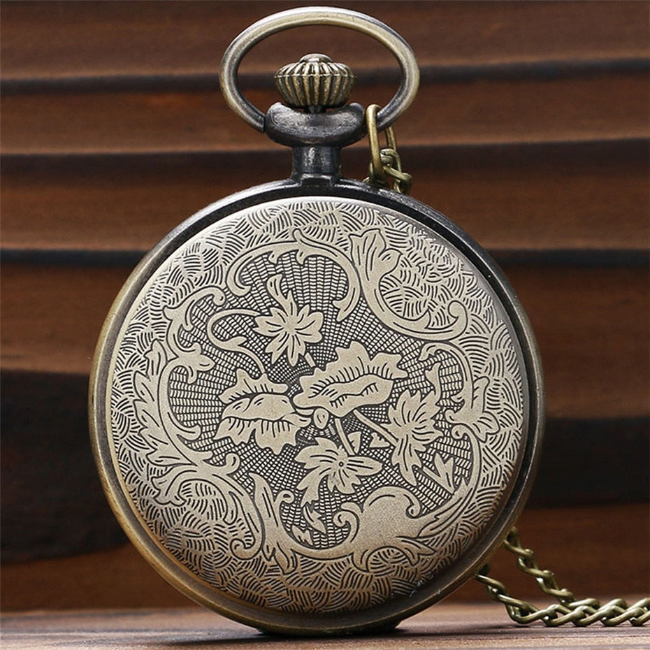 Exquisite Open Face Quartz Pocket Watch Roman Numbers Analog Display Pendant Clock