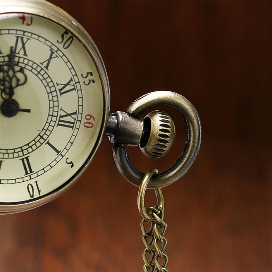 Exquisite Open Face Quartz Pocket Watch Roman Numbers Analog Display Pendant Clock