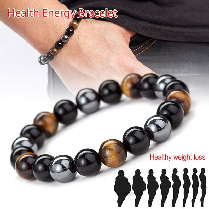 Hot Magnetic Tiger Eye Hematite Stone Bead Couple Bracelet