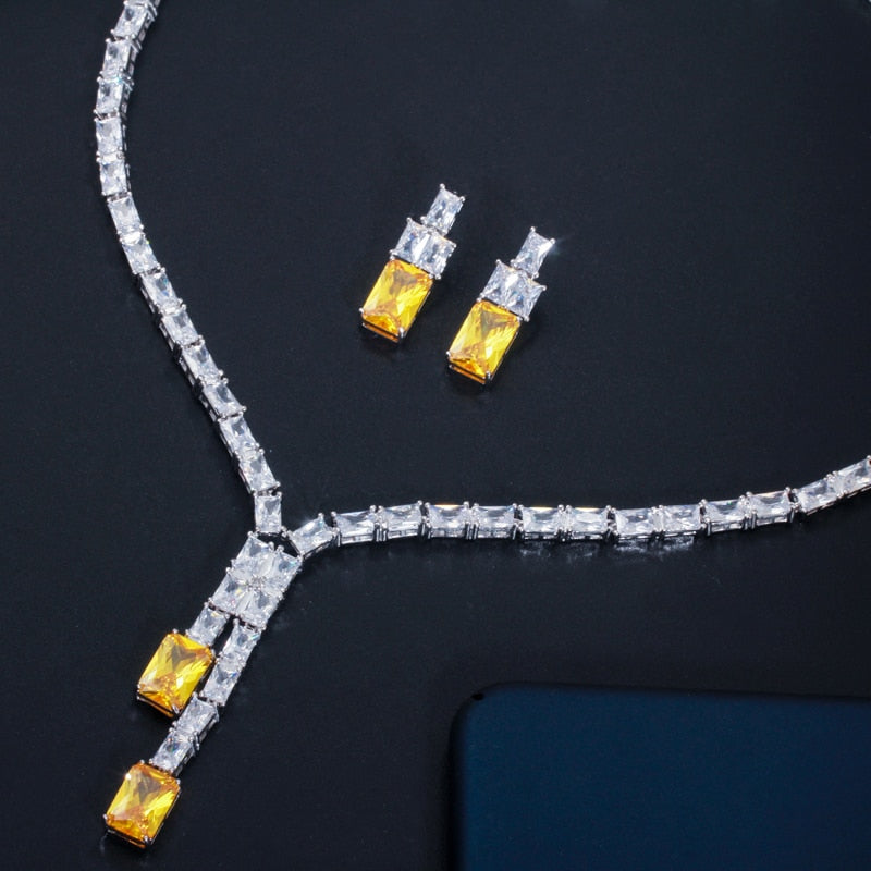 Zircon Womens Wedding Necklace Jewellery Set