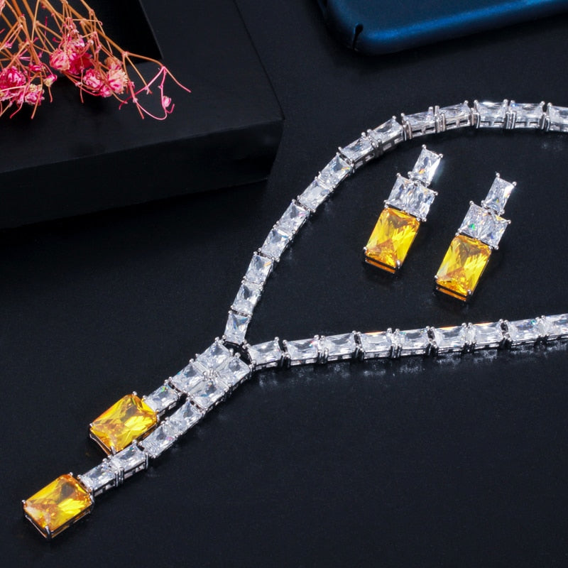 Zircon Womens Wedding Necklace Jewellery Set