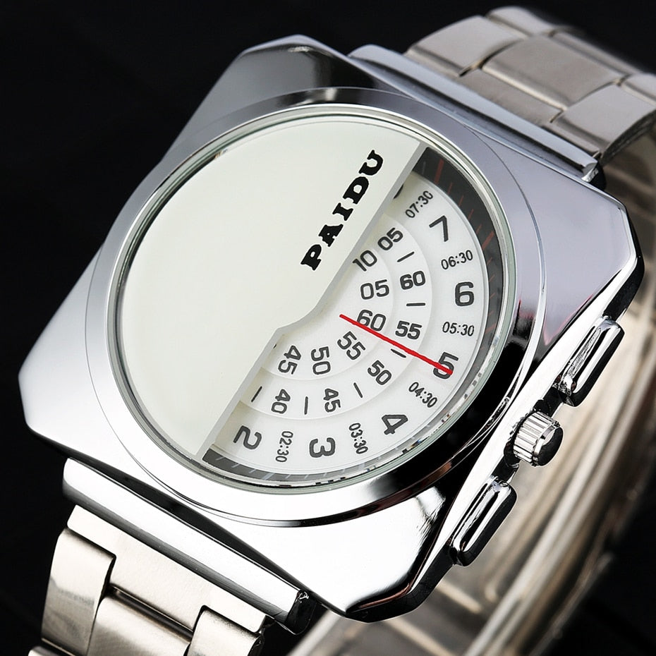 Turntable Numbers Dial Men Women Quartz Wrist Watch