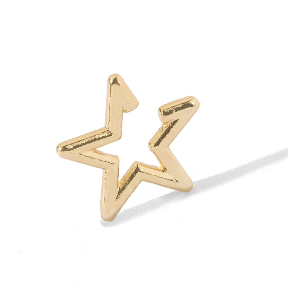 Gold Color Star Ear cuff without Piercing Clip earrings