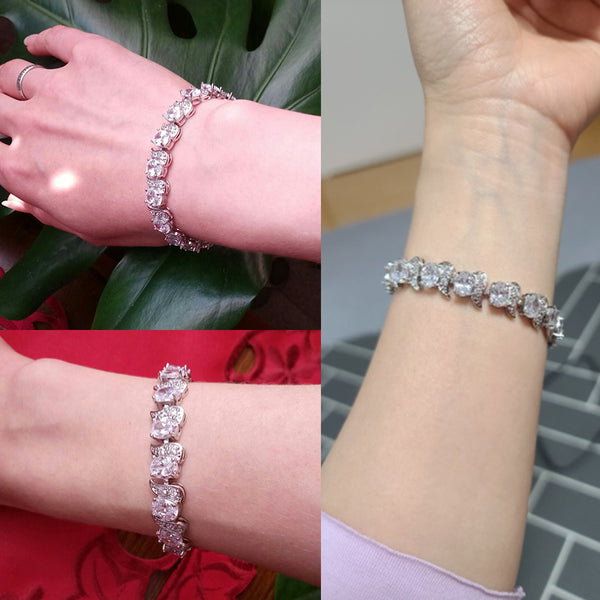 Super White Cubic Zirconia Oval Shape Chain Link Bracelets