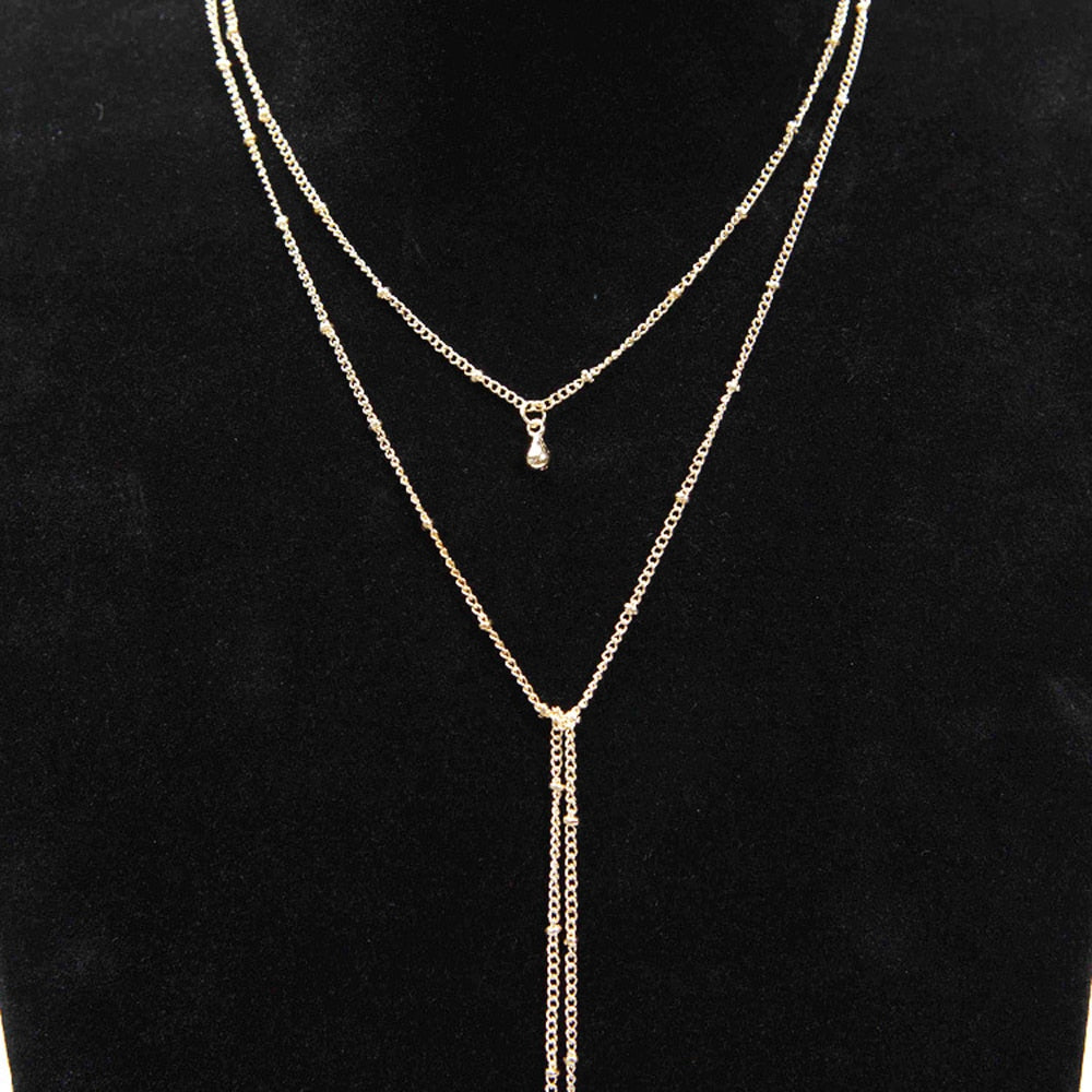 Simple Gold Silver Color Chain Choker Necklace