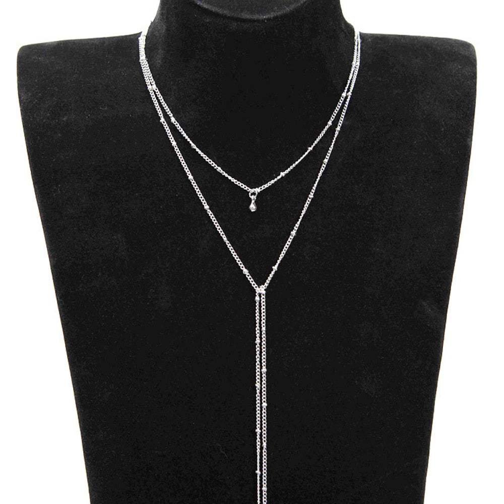 Simple Gold Silver Color Chain Choker Necklace