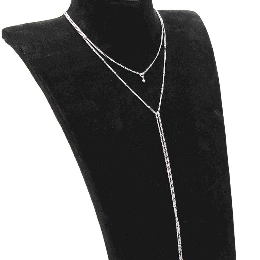 Simple Gold Silver Color Chain Choker Necklace