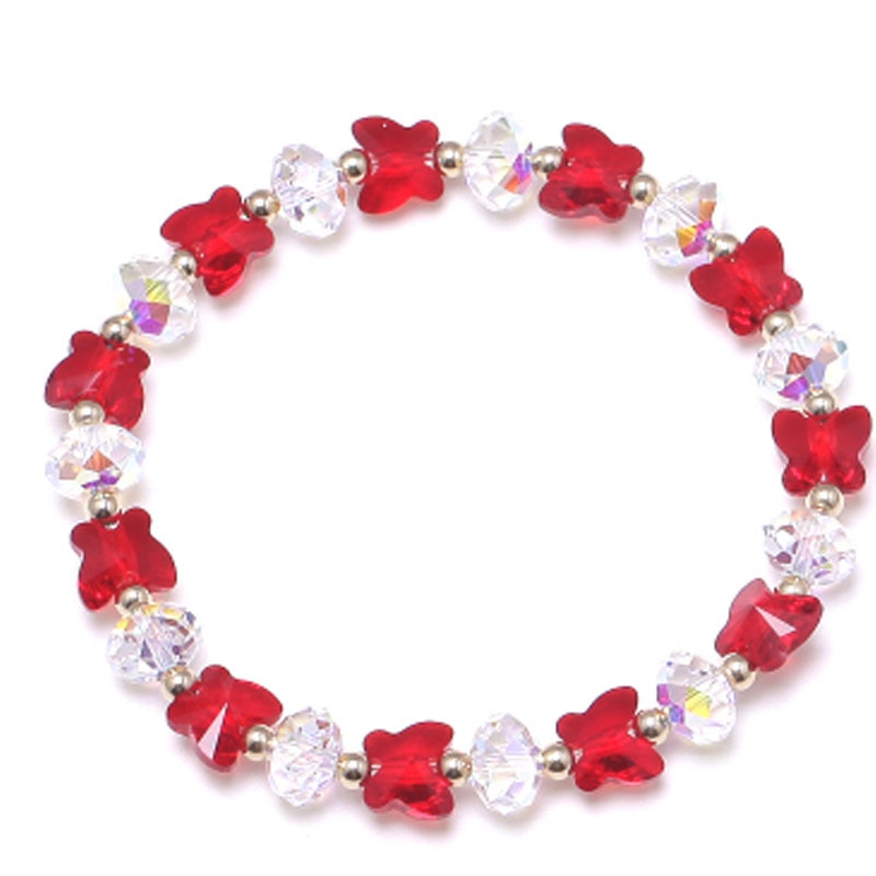 Colorful AB Butterfly Crystal Beaded Bracelet