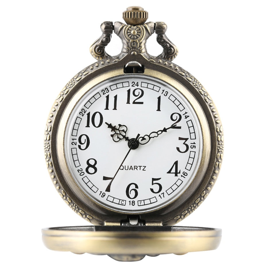 Bronze Dinosaur Display Necklace Quartz Pocket Watch