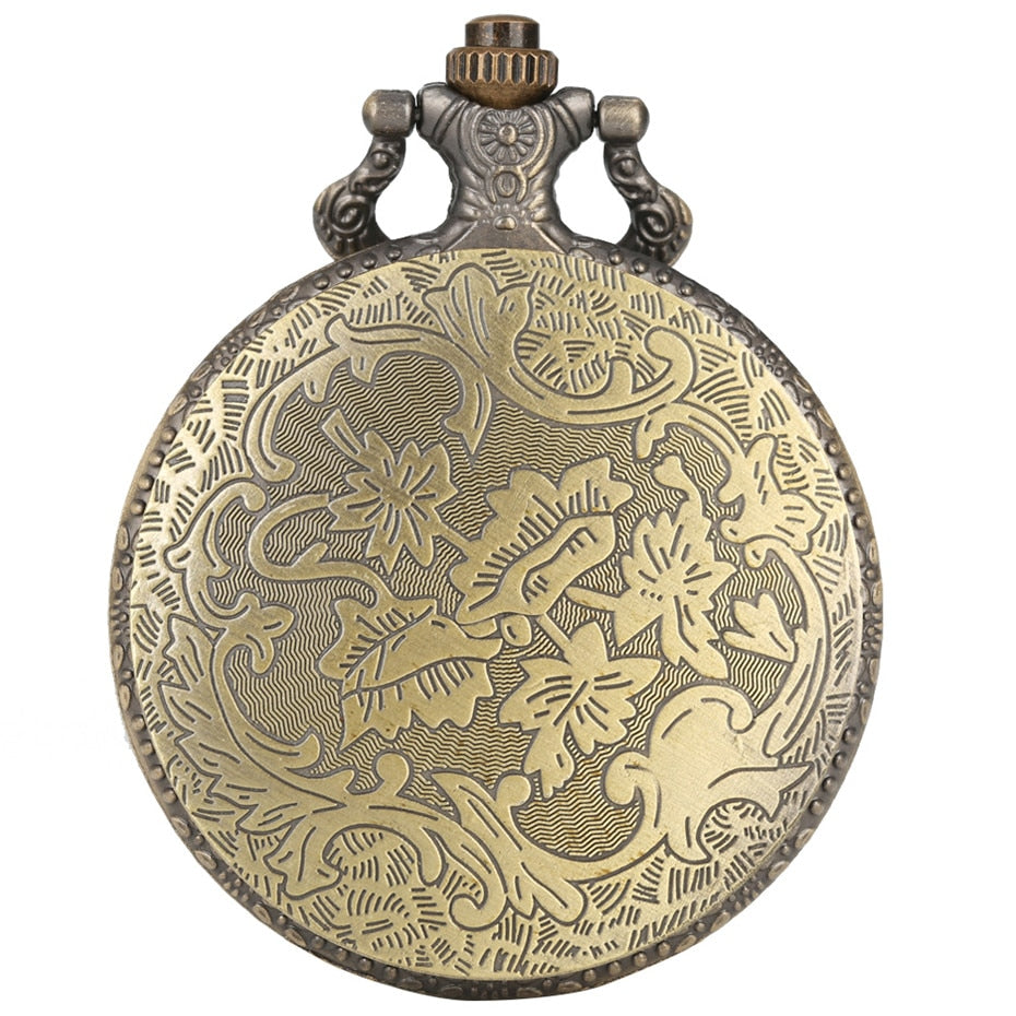 Bronze Dinosaur Display Necklace Quartz Pocket Watch