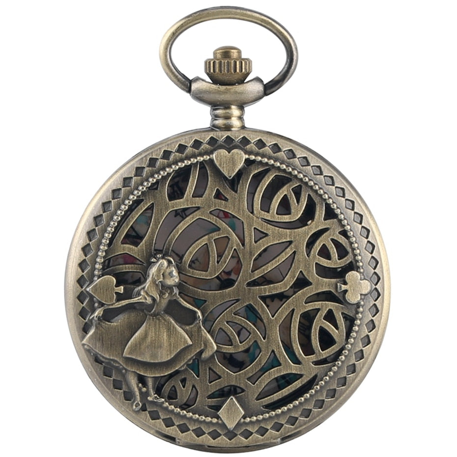 Bronze Lovely Princess Alice In Wonderland Theme Pocket Watches