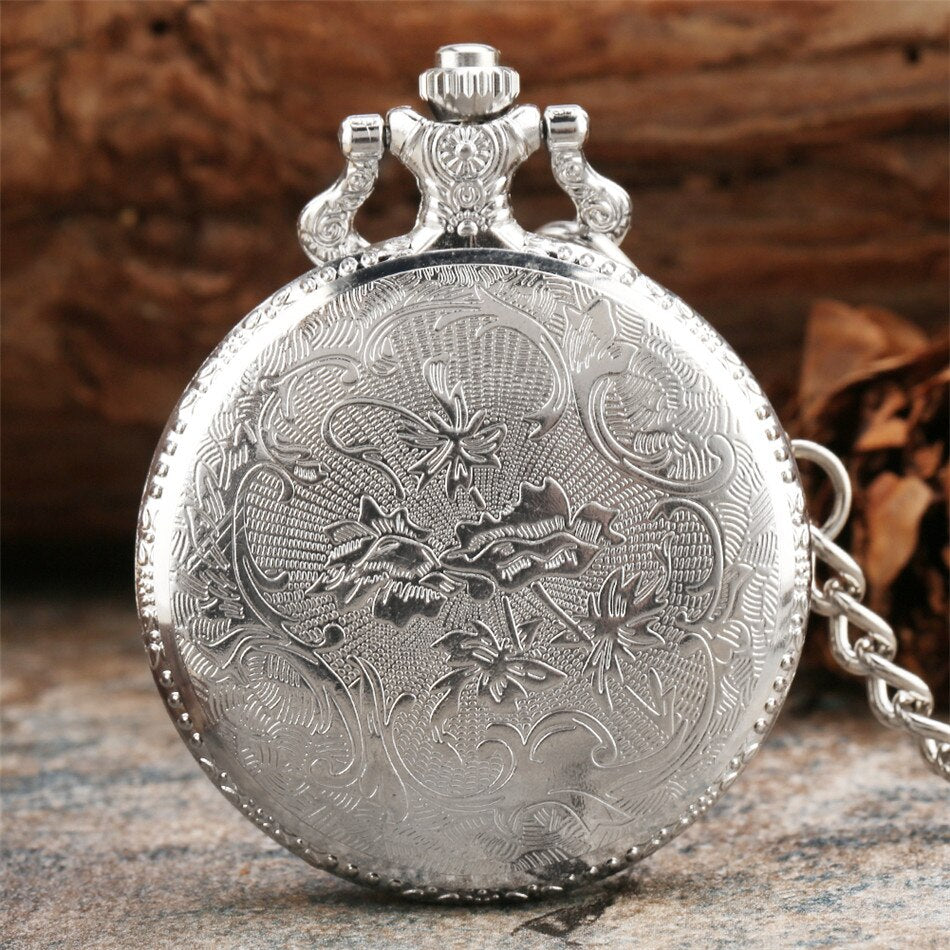 Compass Design Vintage Hollow Skeleton Pocket Watch