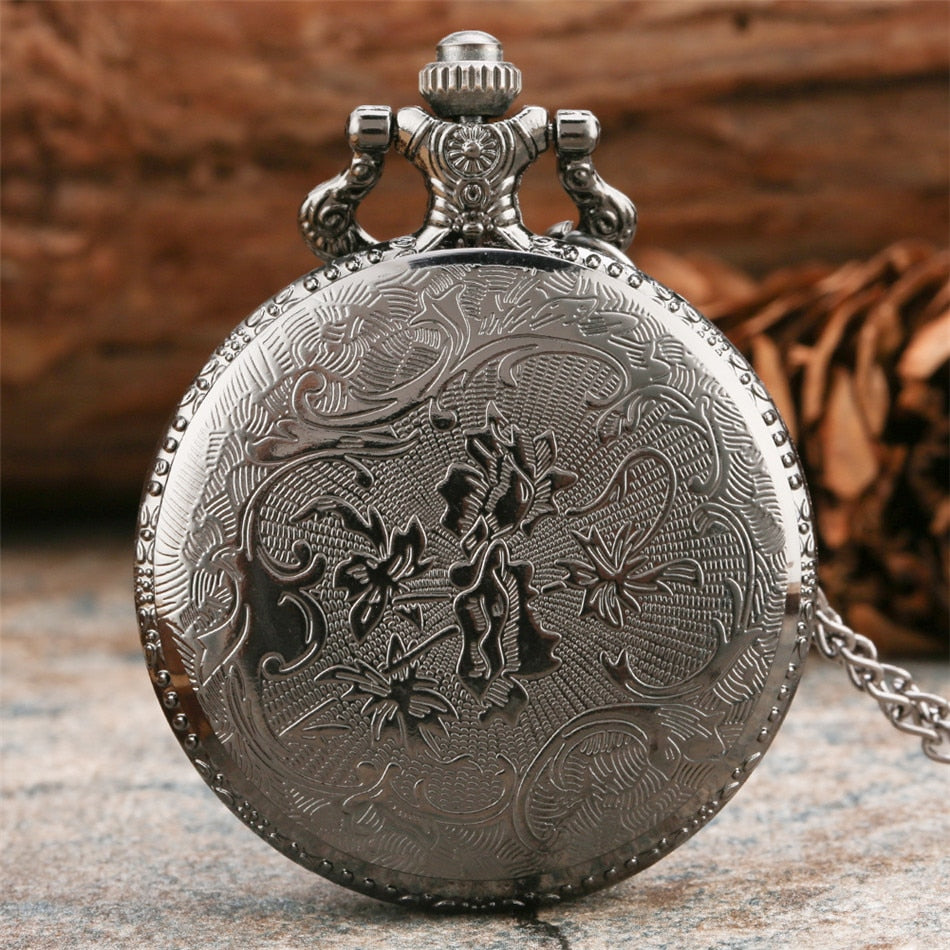 Compass Design Vintage Hollow Skeleton Pocket Watch