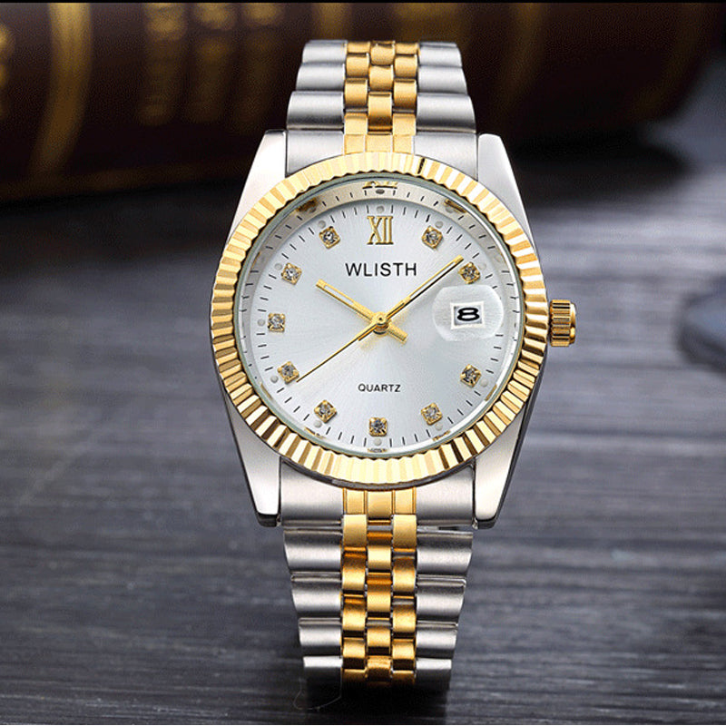 Full Stainless Steel With Calendar Watch Dress Business Gifts Wristwatches