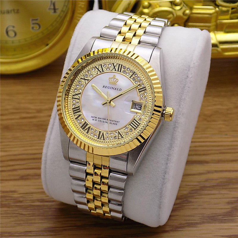 Full Stainless Steel With Calendar Watch Dress Business Gifts Wristwatches