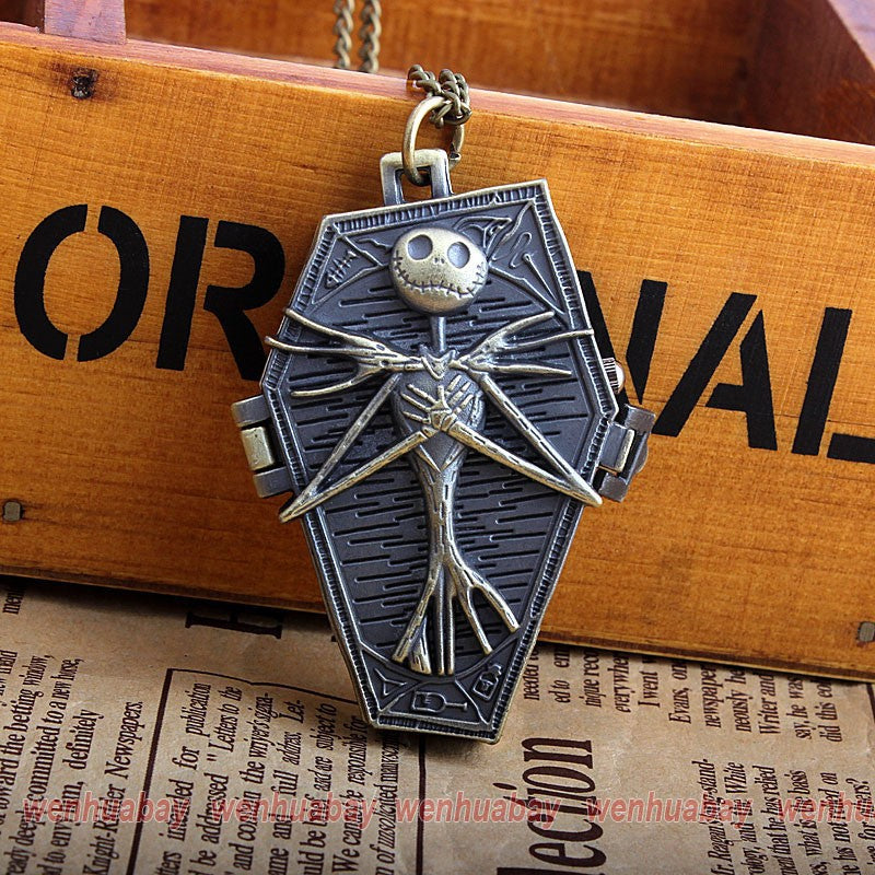 Antique Skull Nightmare Before Christmas Quartz Pocket Watch