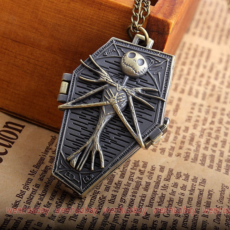 Antique Skull Nightmare Before Christmas Quartz Pocket Watch