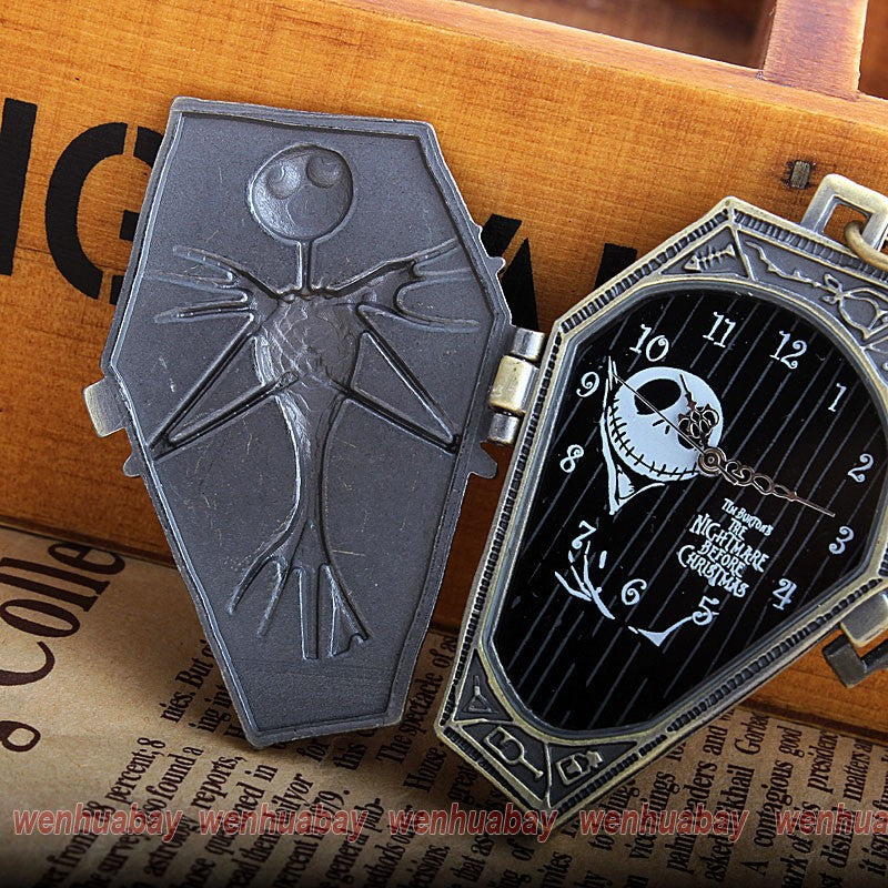 Antique Skull Nightmare Before Christmas Quartz Pocket Watch