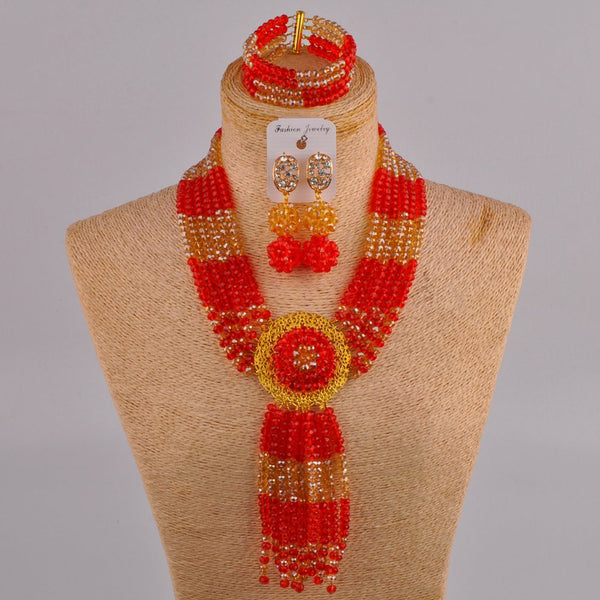 Conjunto de joyería africana de fantasía en azul real champán dorado AB