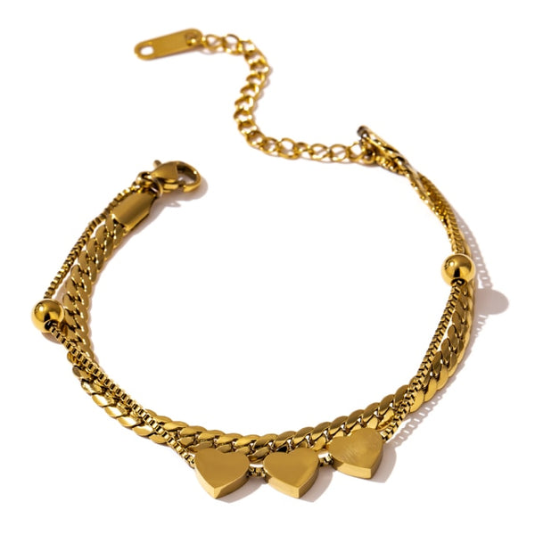Pulsera de acero inoxidable con corazón romántico para mujer