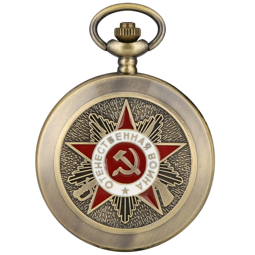 Red White Communist Sign Pocket Watch