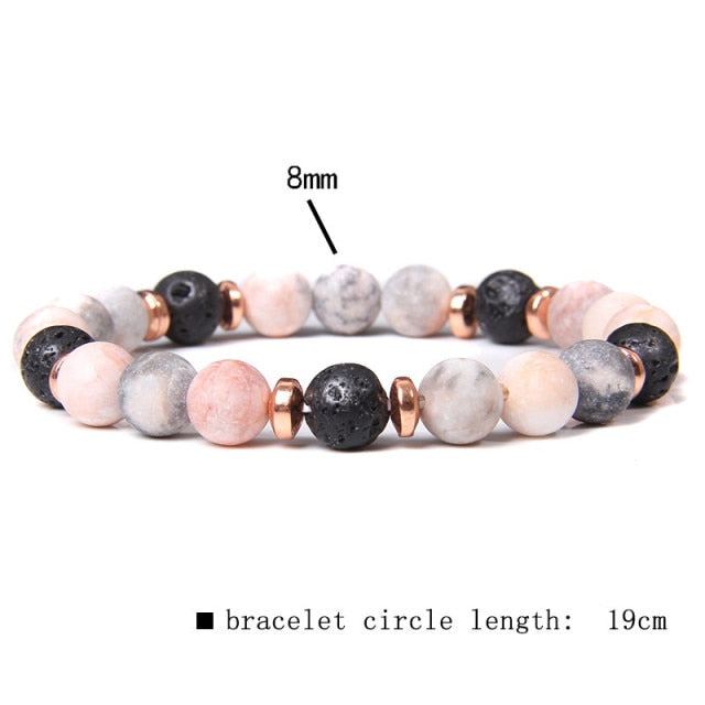 Natural Matte pink Zebra gem Stone beads beaded bracelet for women