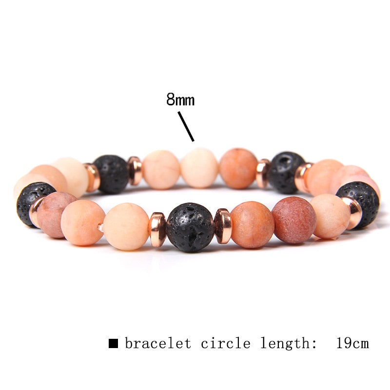 Natural Matte pink Zebra gem Stone beads beaded bracelet for women