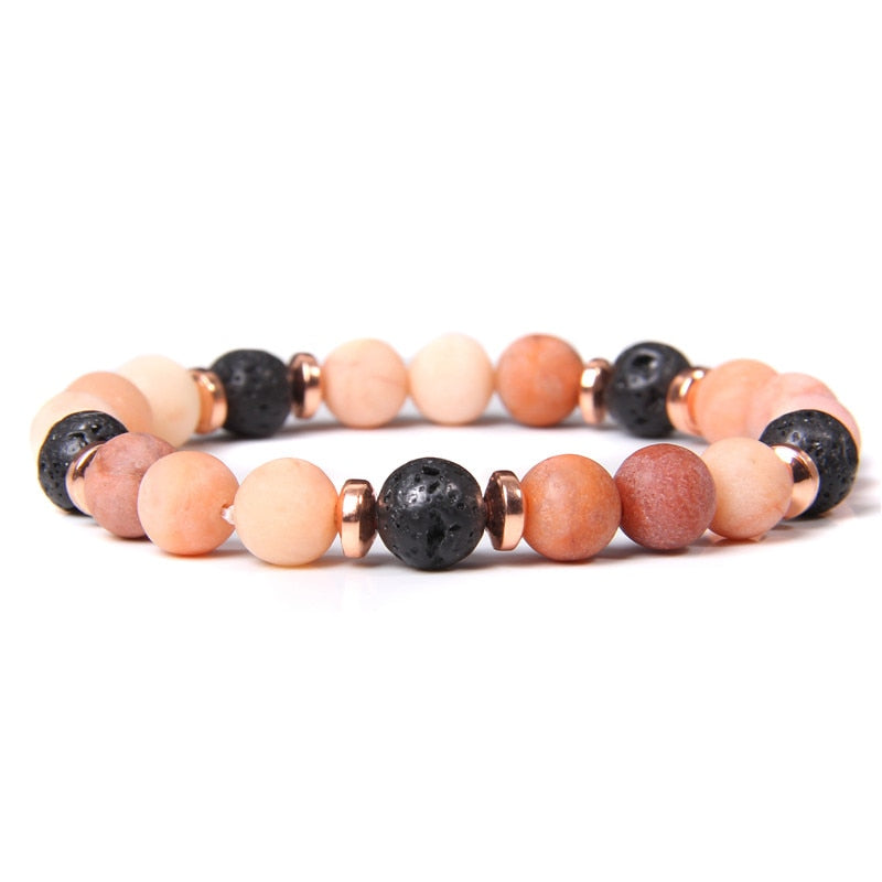 Natural Matte pink Zebra gem Stone beads beaded bracelet for women