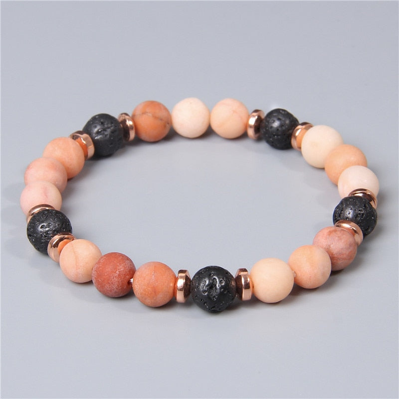 Natural Matte pink Zebra gem Stone beads beaded bracelet for women