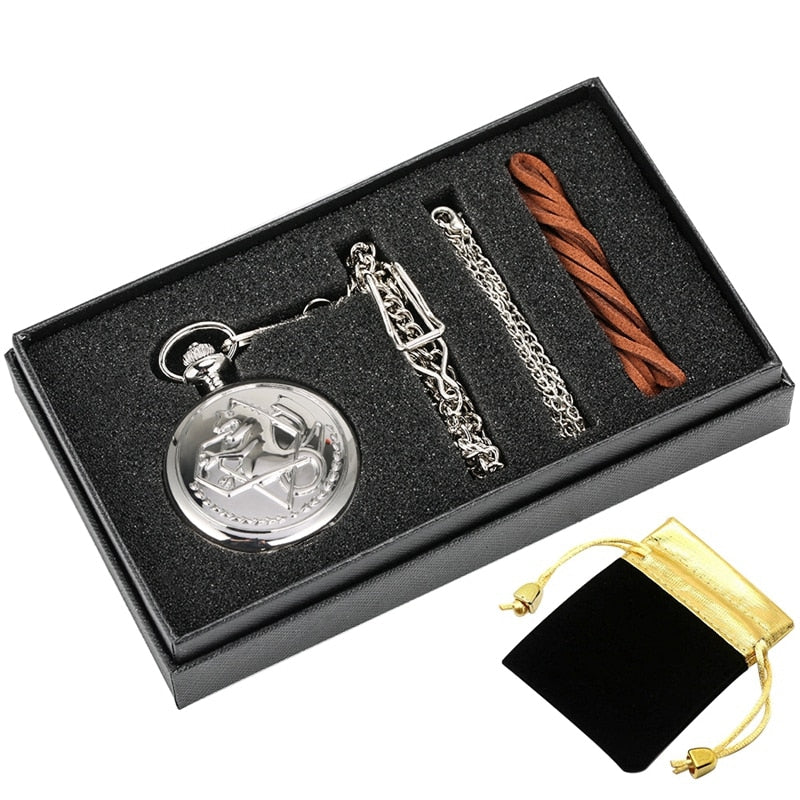 Fullmetal Alchemist Silver Watch Pendant Men Quartz Pocket Watch