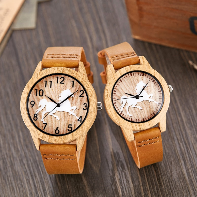 Couple Wooden Watch Men Women Ostrich Deer Skull Wristwatch