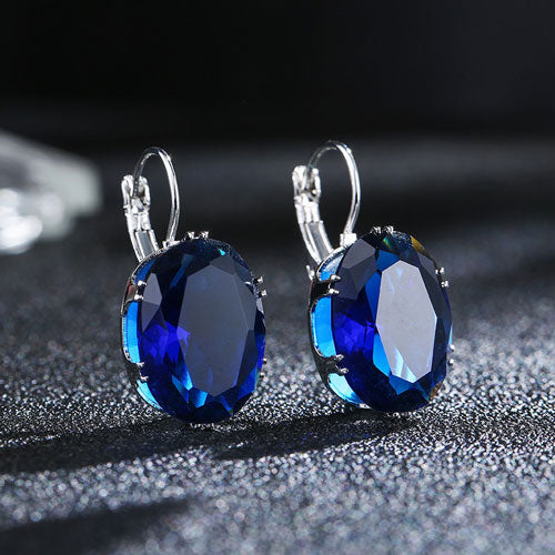 Oval Shape Crystal Earring 6 Colors Cubic Zirconia Stone Hoop Earrings