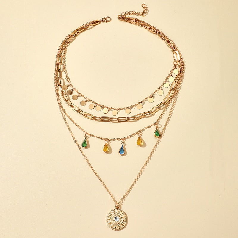 Colorful Crystal Pendant Necklace