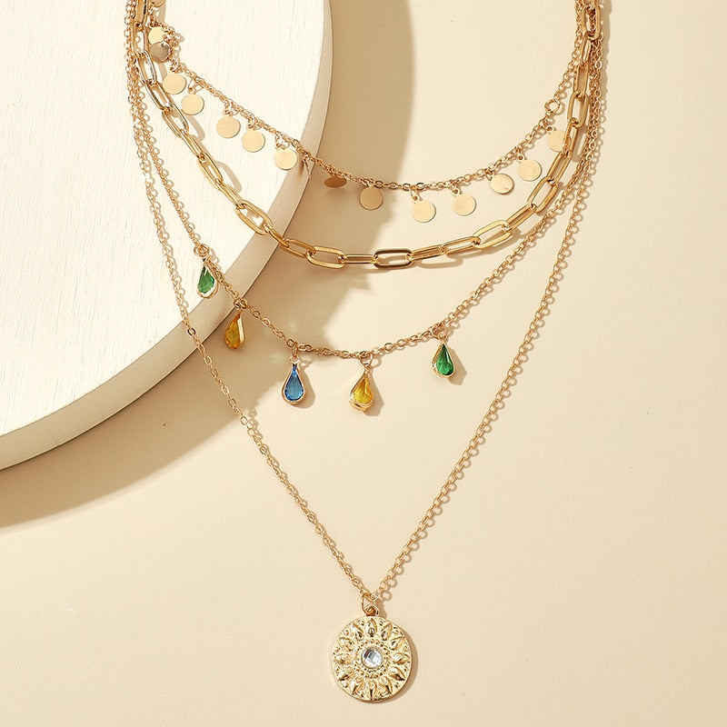 Colorful Crystal Pendant Necklace