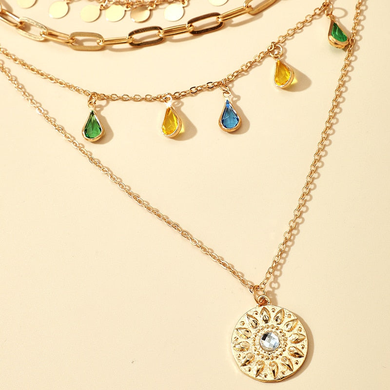 Colorful Crystal Pendant Necklace