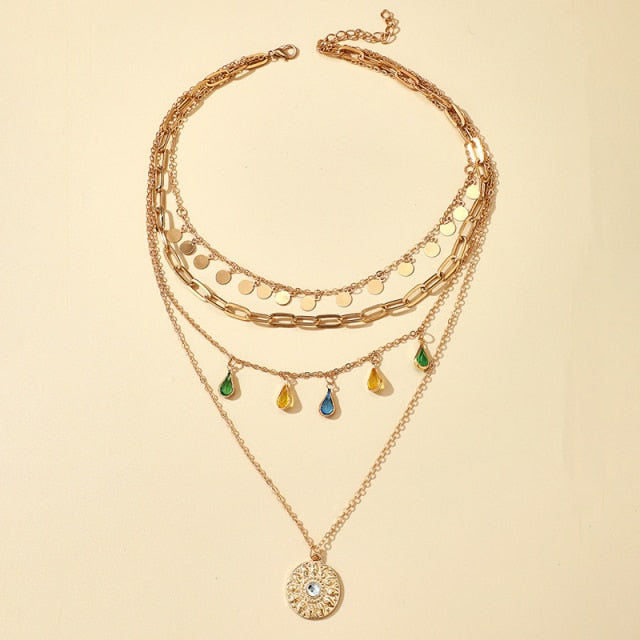 Colorful Crystal Pendant Necklace
