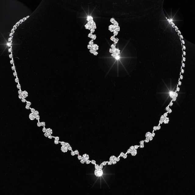 Luxury Crystal Pearl Necklace/Bracelet/Ring/Earrings Ladies Jewelry Sets