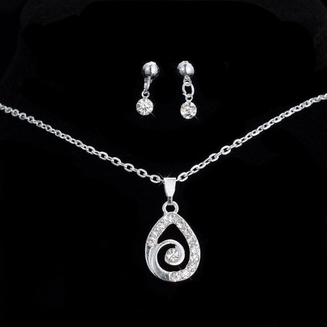 Luxury Crystal Pearl Necklace/Bracelet/Ring/Earrings Ladies Jewelry Sets