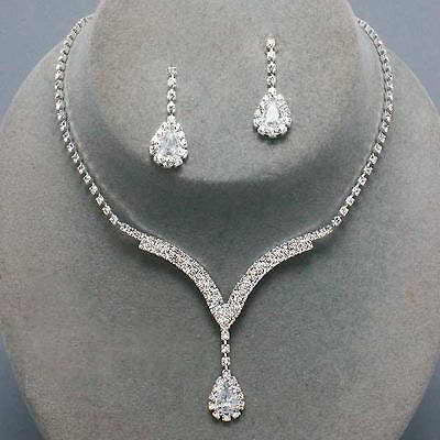 Luxury Crystal Pearl Necklace/Bracelet/Ring/Earrings Ladies Jewelry Sets
