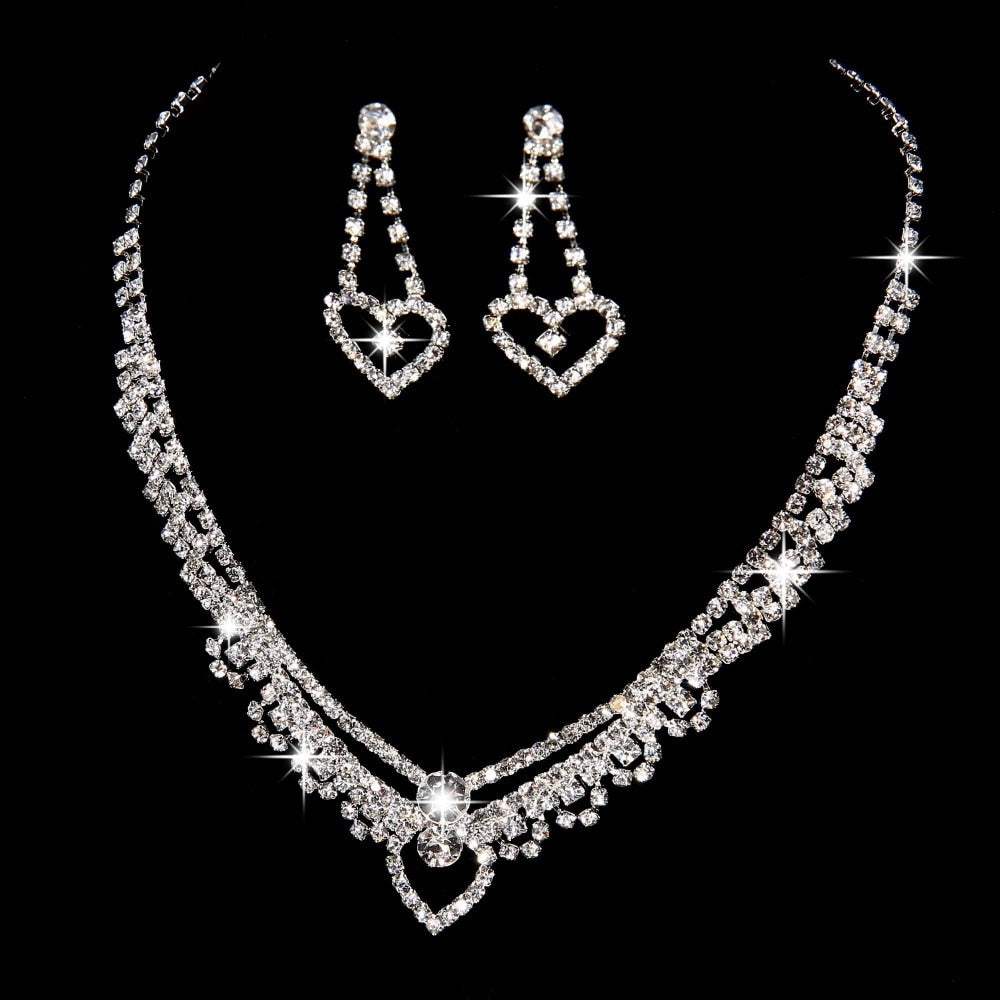 Luxury Crystal Pearl Necklace/Bracelet/Ring/Earrings Ladies Jewelry Sets
