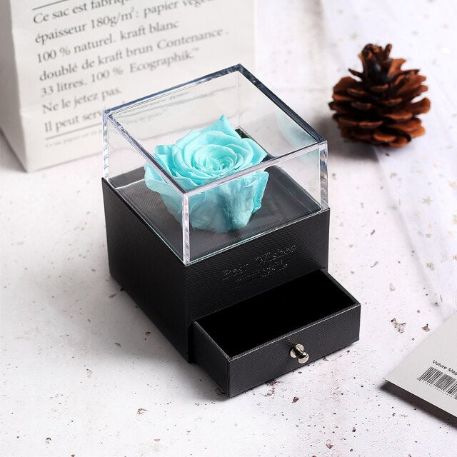 Real flower Rose Bear Jewelry Box