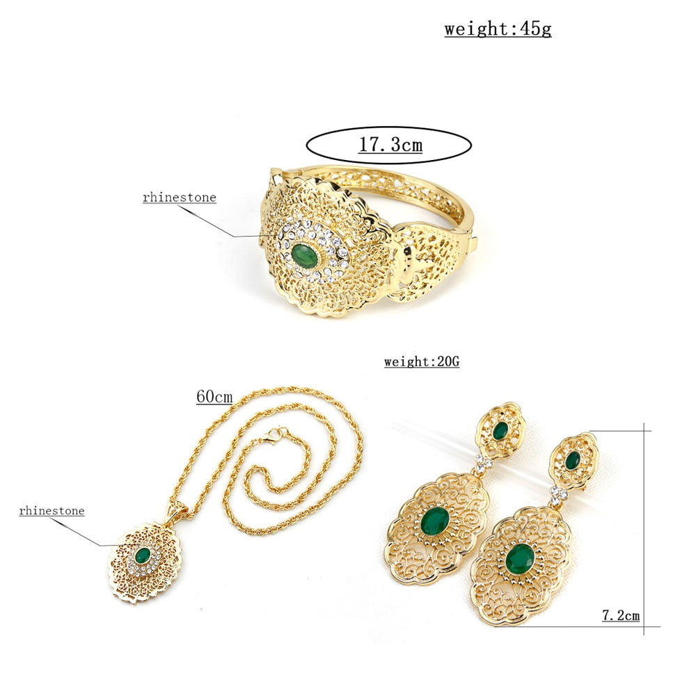 Gold Color Drop Earring Cuff Bracelet Bangle Jewelry Set