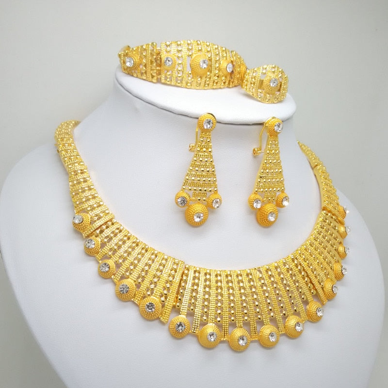 Dubai Gold Color   Big Necklace African Jewelry Set