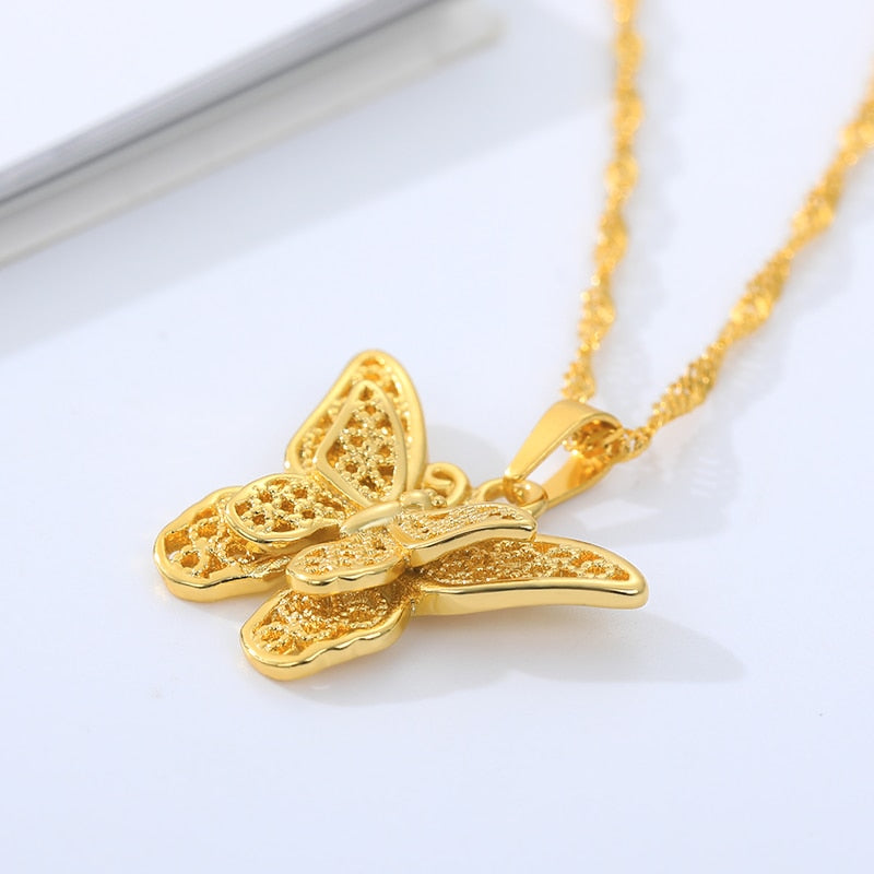 Gold Stainless Steel Stylish Butterfly Necklace