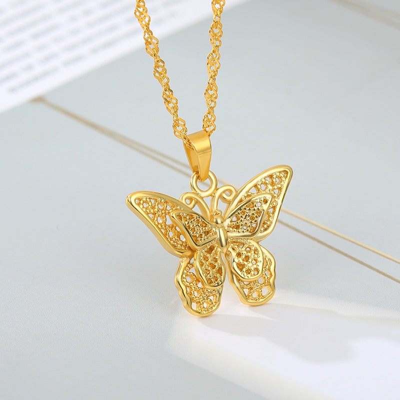 Gold Stainless Steel Stylish Butterfly Necklace