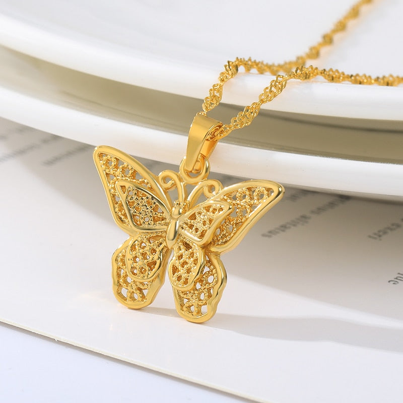 Gold Stainless Steel Stylish Butterfly Necklace