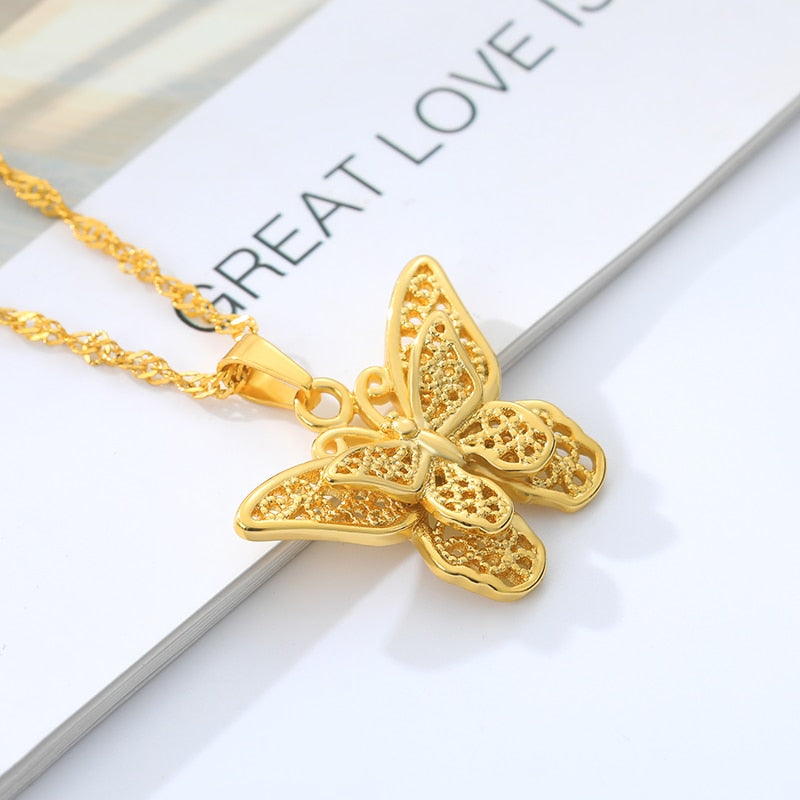 Gold Stainless Steel Stylish Butterfly Necklace