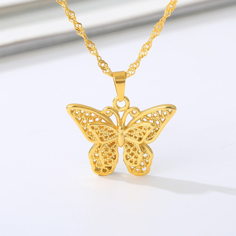 Gold Stainless Steel Stylish Butterfly Necklace