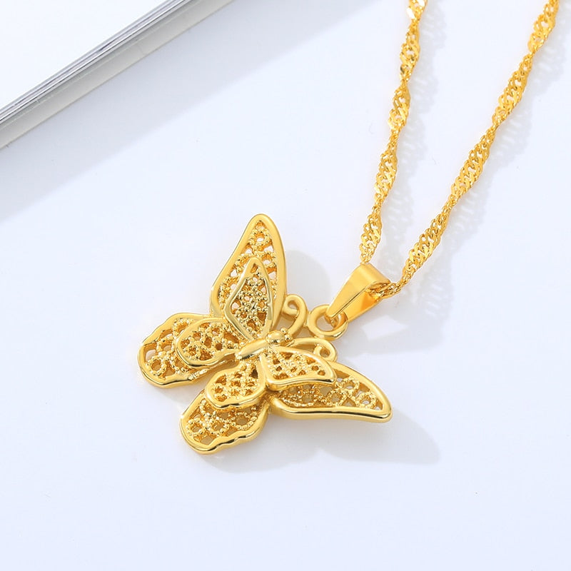 Gold Stainless Steel Stylish Butterfly Necklace