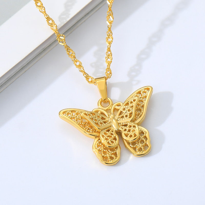 Gold Stainless Steel Stylish Butterfly Necklace